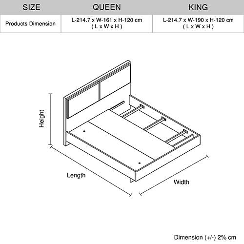4 Pcs Queen Bedroom Suite with Tallboy in Fabric LED Light