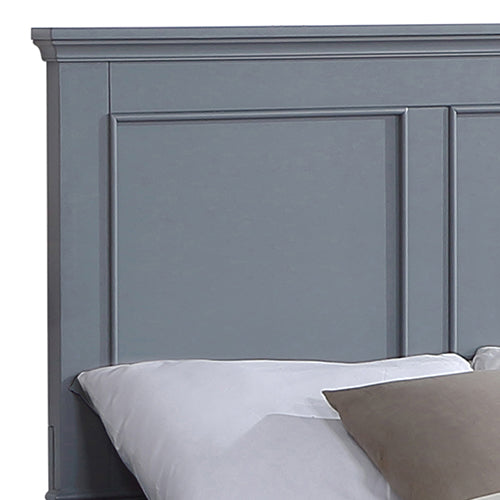 King Bed Frame in Solid Wood with Slats Support - Grey