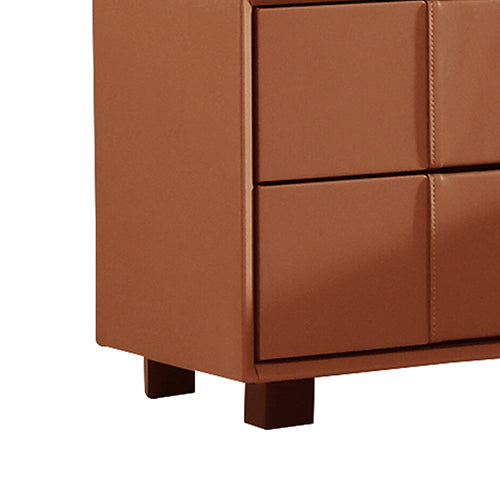 Louis Bedside Table MDF with PU Leather and Wooden Legs