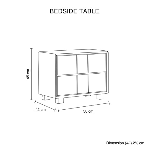 Prado Bedside Table MDF Construction Fabric Upholstery with Iron Feet