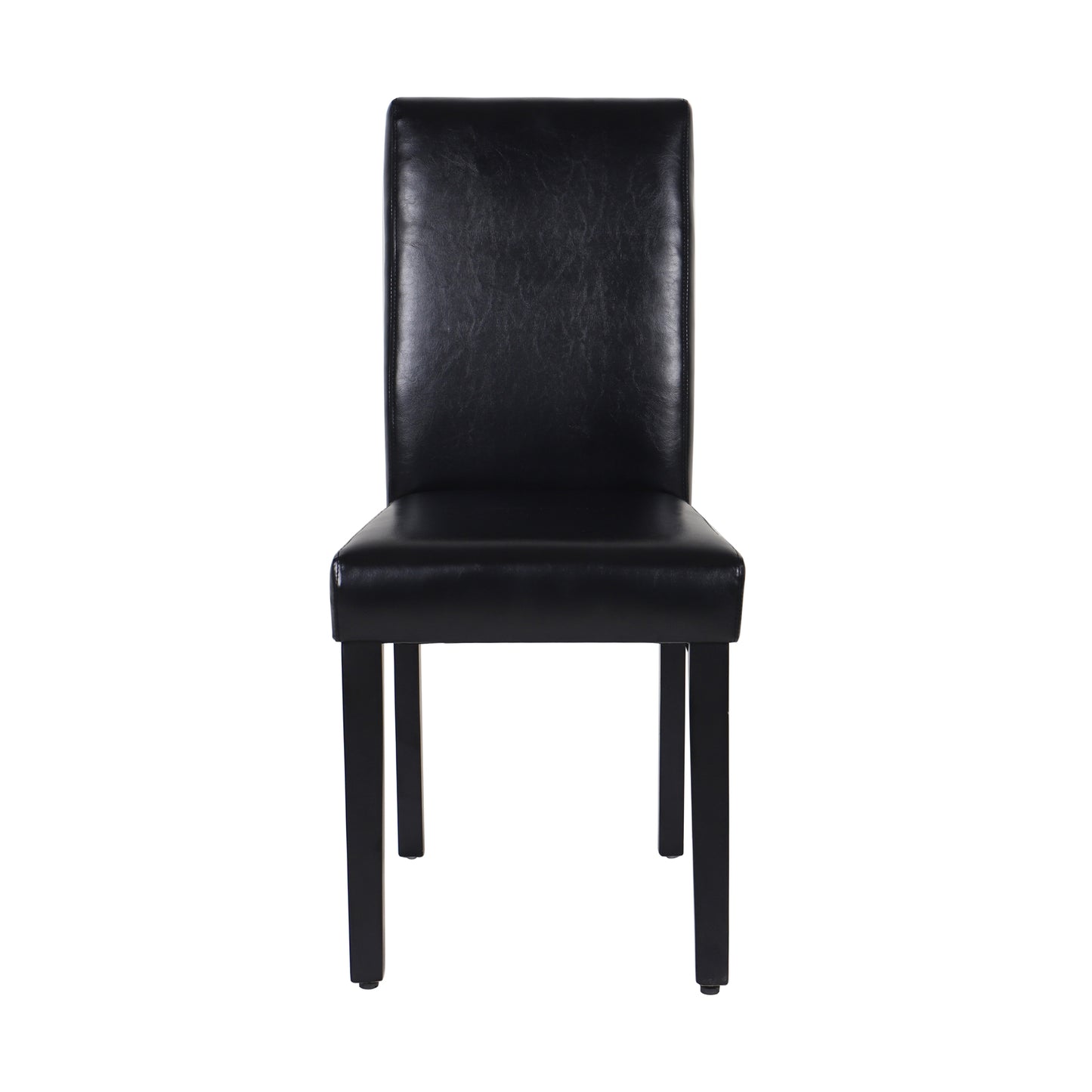 2x Wooden Frame Black Leatherette Dining Chairs with Solid Pine Legs