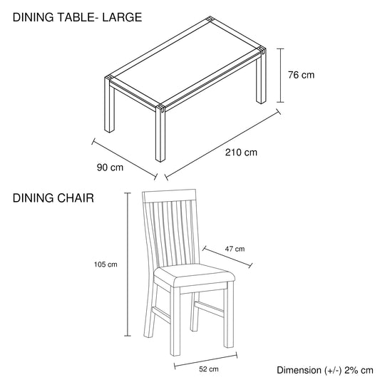 Dining Suite 9pc 210cm Large Table with 8 Chairs Solid Acacia Wooden Base - Oak Colour