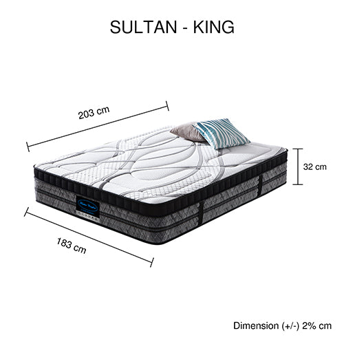 Mattress King Size Pocket Coil Spring Foam Firm Bed - 32cm Thick