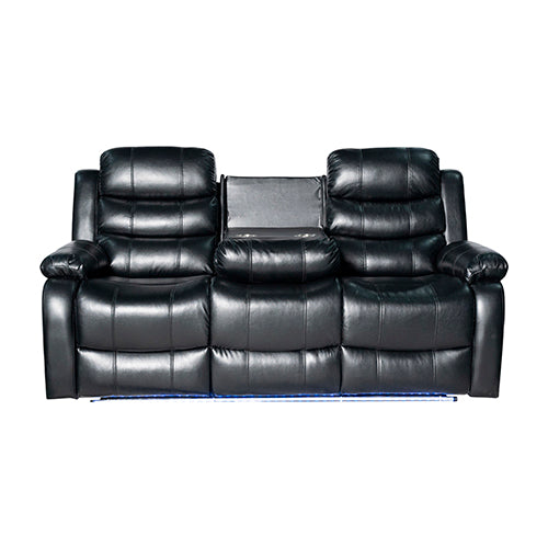 Chelsea 3R Seater Finest Leatherette Recliner Feature Console LED Light Ultra Cushioned