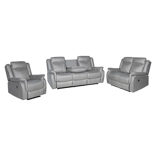 Recliner Sofa 3-2-1 Seater Finest Grey Fabric with Sturdy Construction Metal Mechanism