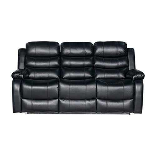 Recliner Sofa 3-2-1 Seater Finest Black Leatherette with Feature Console LED Light Ultra Cushioned