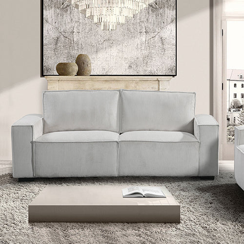 Reno 3 Seater Sofa Beige Colour Fabric Upholstery Wooden Structure Knock Down Feature In Back & Arms