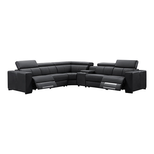 Washington Leather Corner Sofa 6 Seater with 2 Recliners and Reversible Console