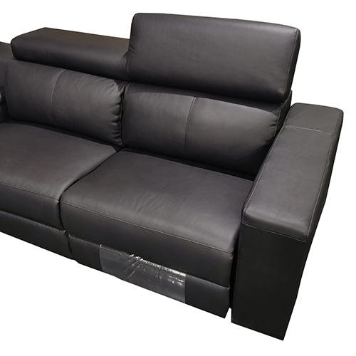 Washington Leather Corner Sofa 6 Seater with 2 Recliners and Reversible Console