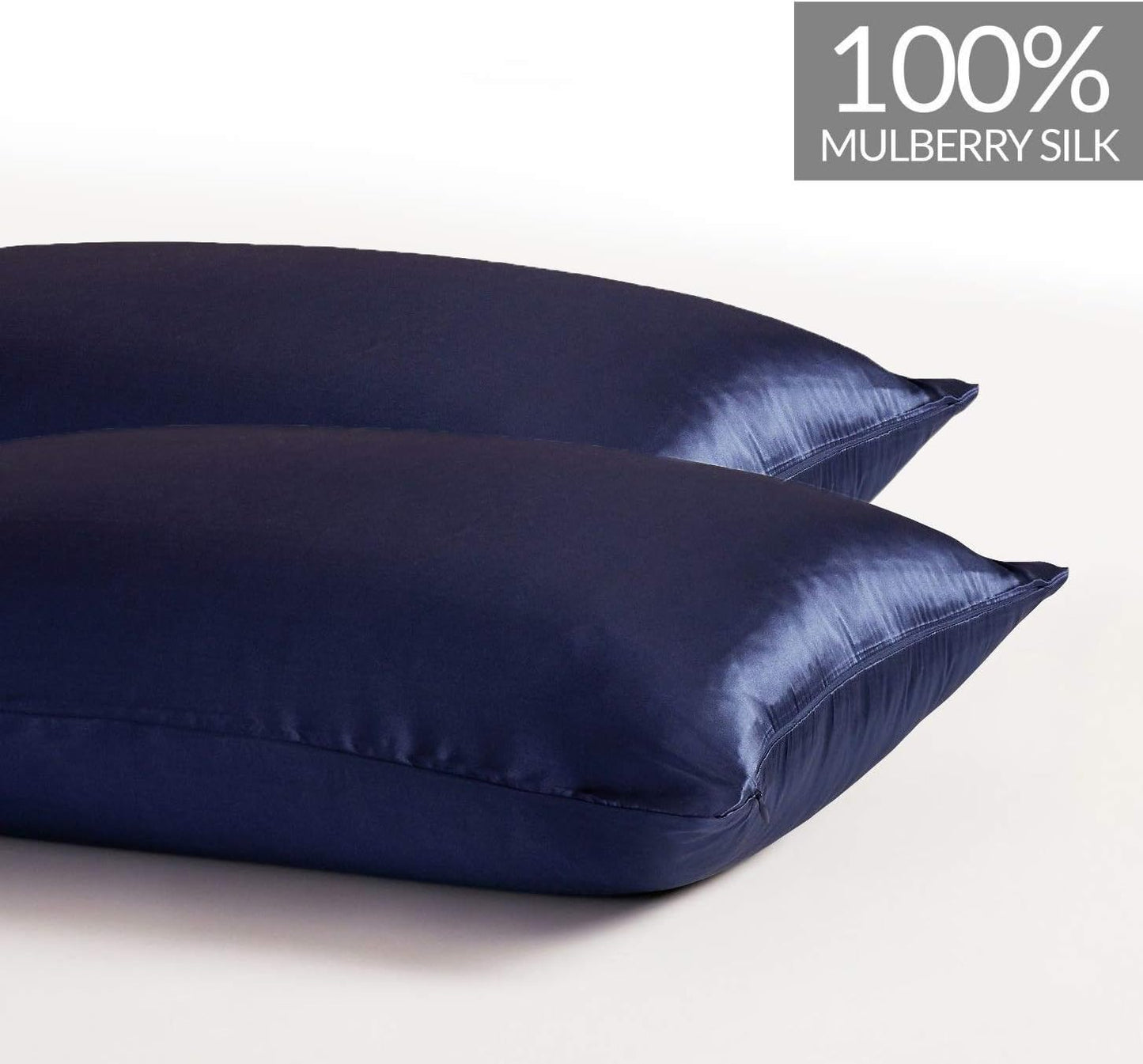 Luxury Pillowcase Set of 2 100% Pure Mulberry Silk on Both Sides - Navy Blue