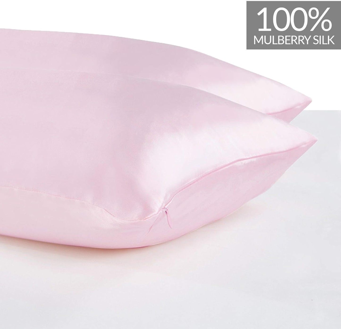 Luxury Pillowcase 2 Pack - 100% Pure Mulberry Silk on Both Sides - Pink