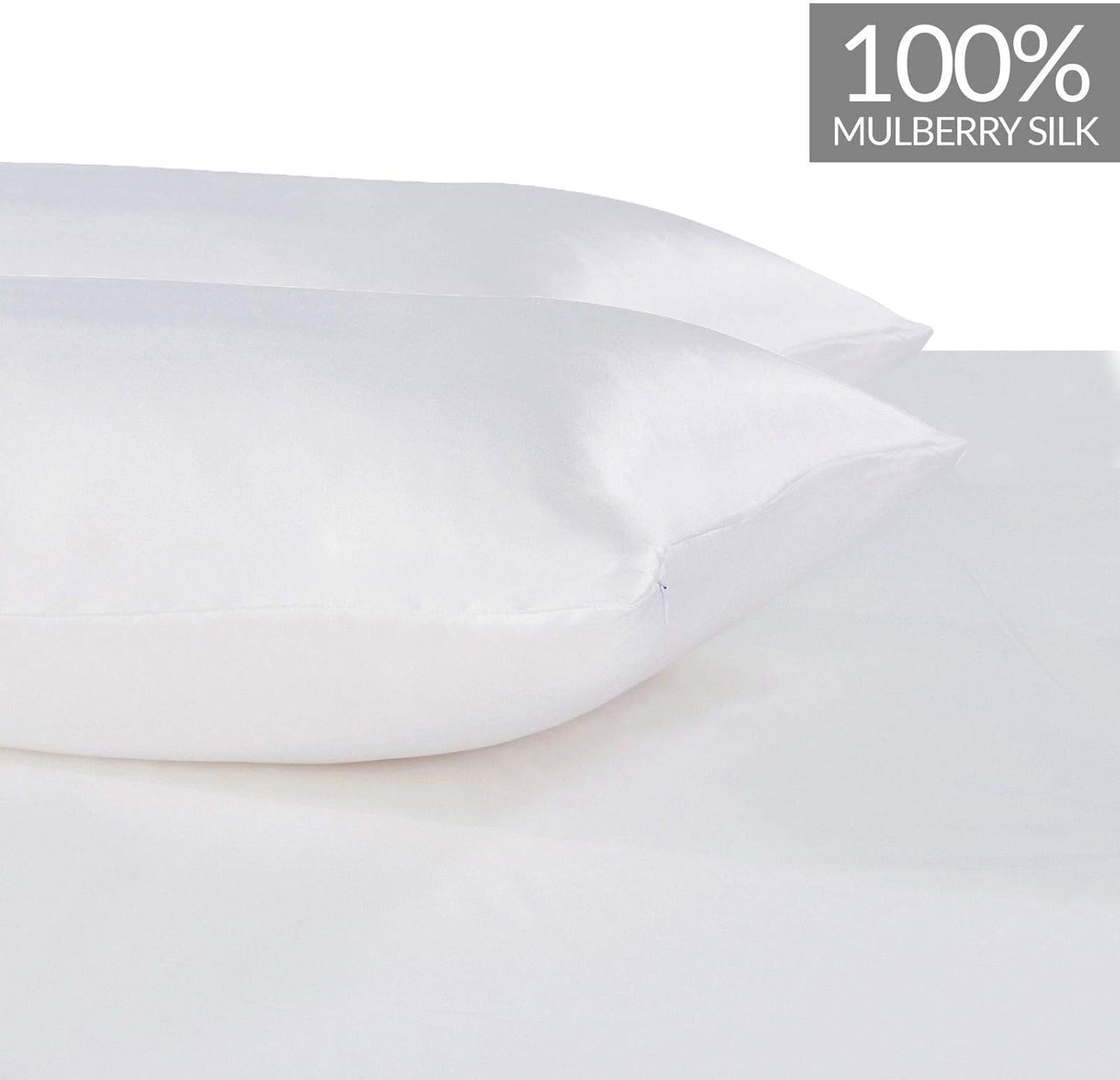 Luxury Pillowcase Set of 2 100% Pure Mulberry Silk on Both Sides - White