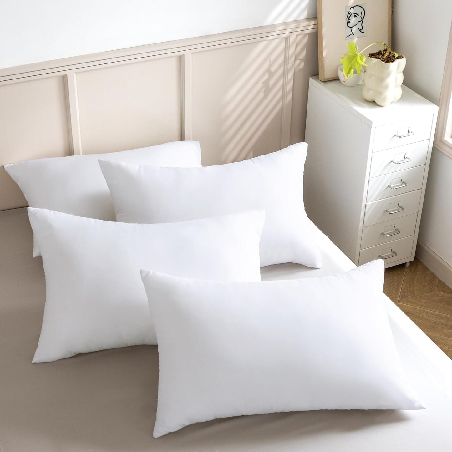 Pillows 4 Pack Luxury Plush Down Microfibre Medium Firm