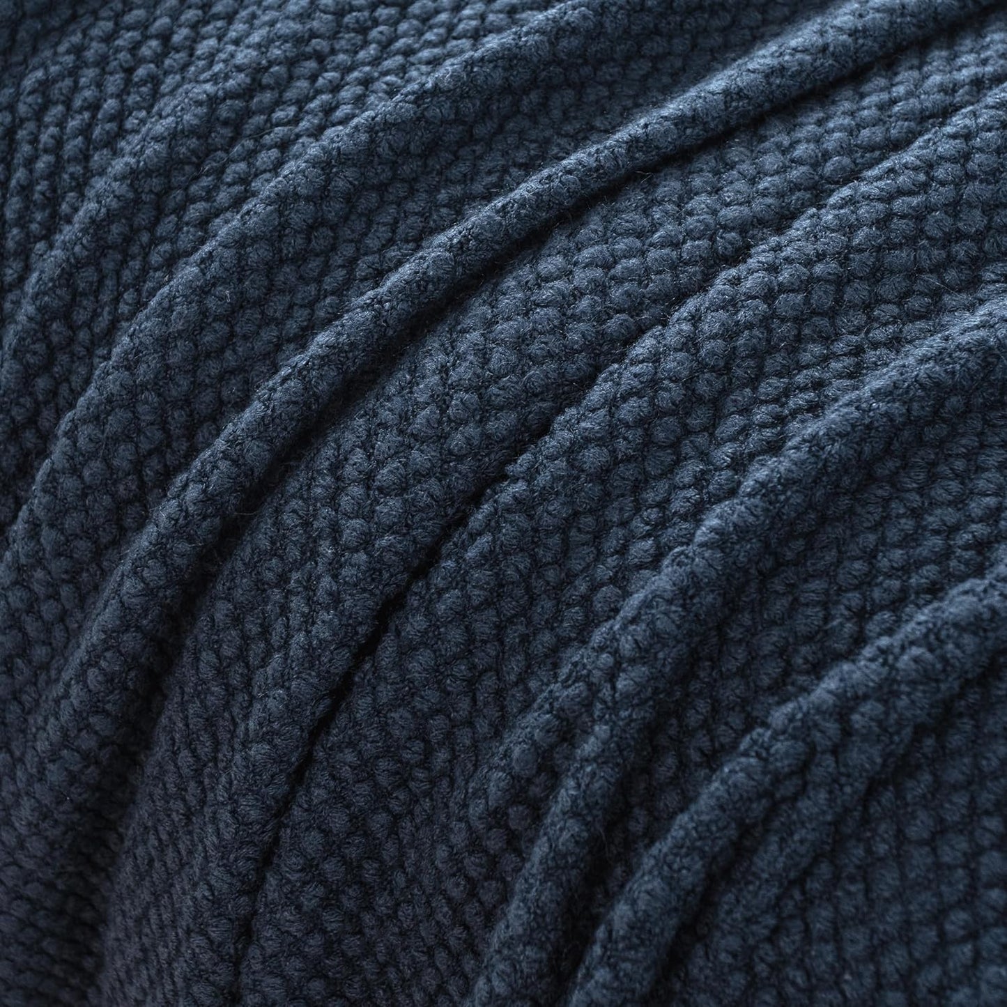 Throw Blanket Micro Plush Knitted Woven - Navy