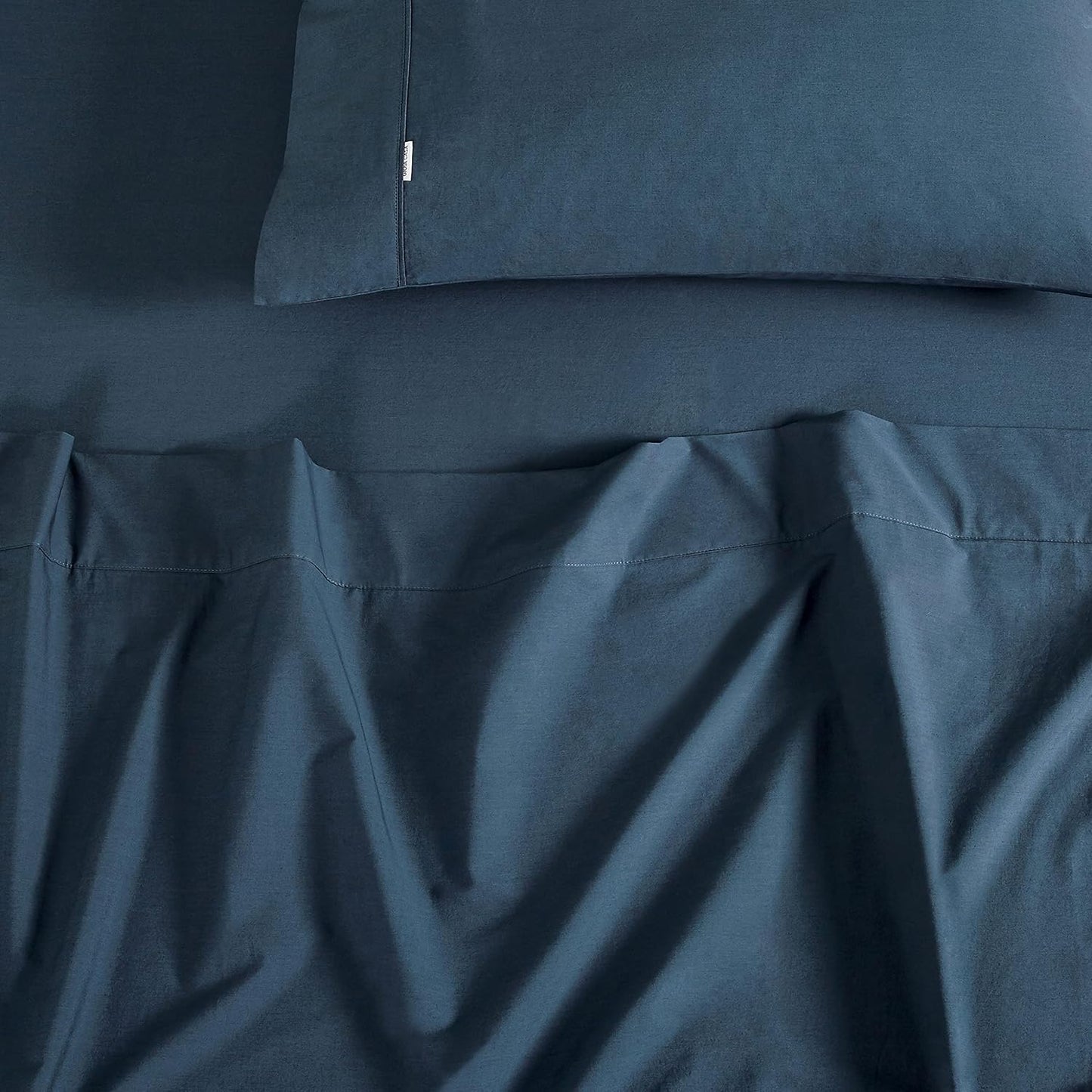 Vintage Washed 100% Cotton Sheet Set with 1 Pillowcase - Dark Indigo - Single