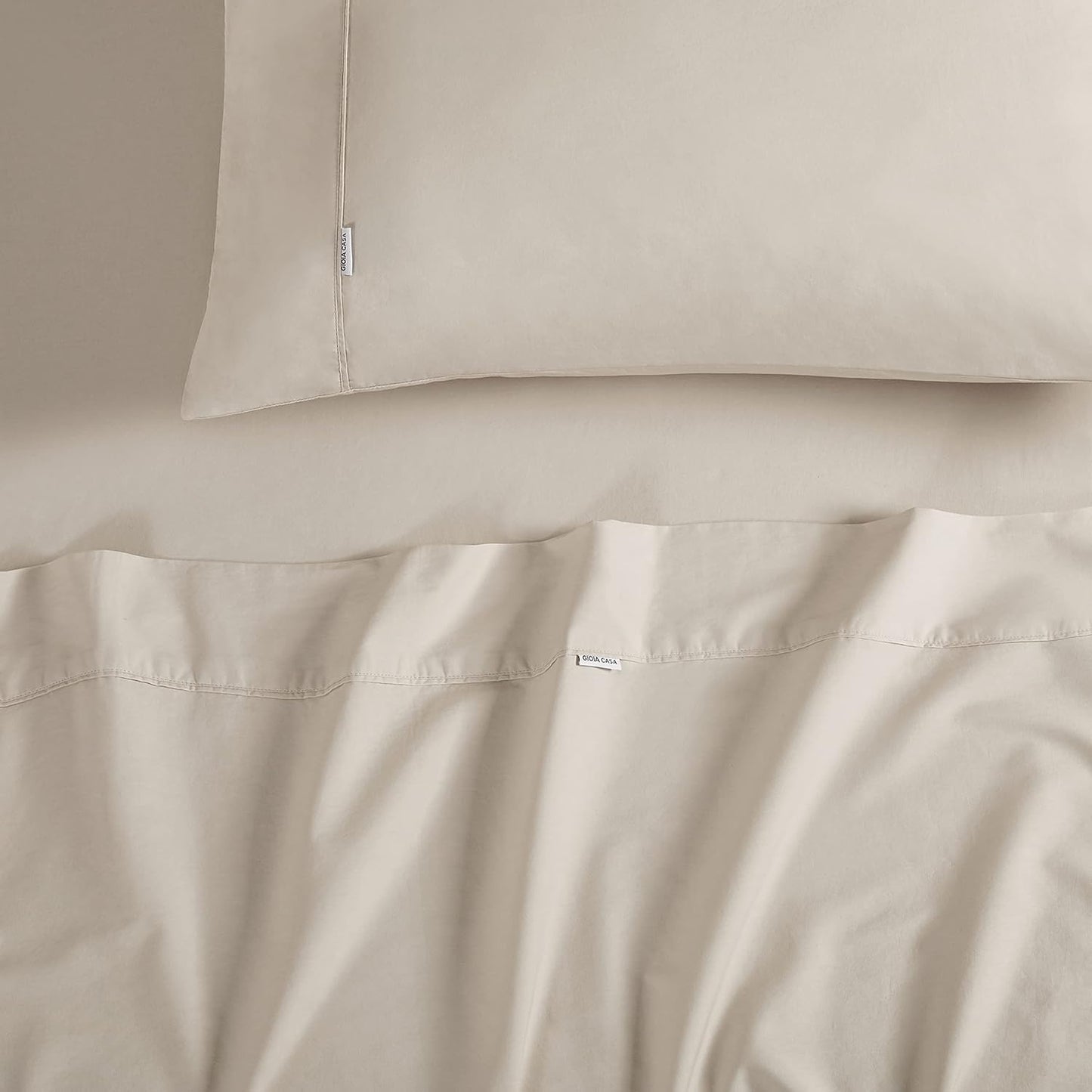 Vintage Washed 100% Cotton Sheet Set with 1 Pillowcase - Natural - Single