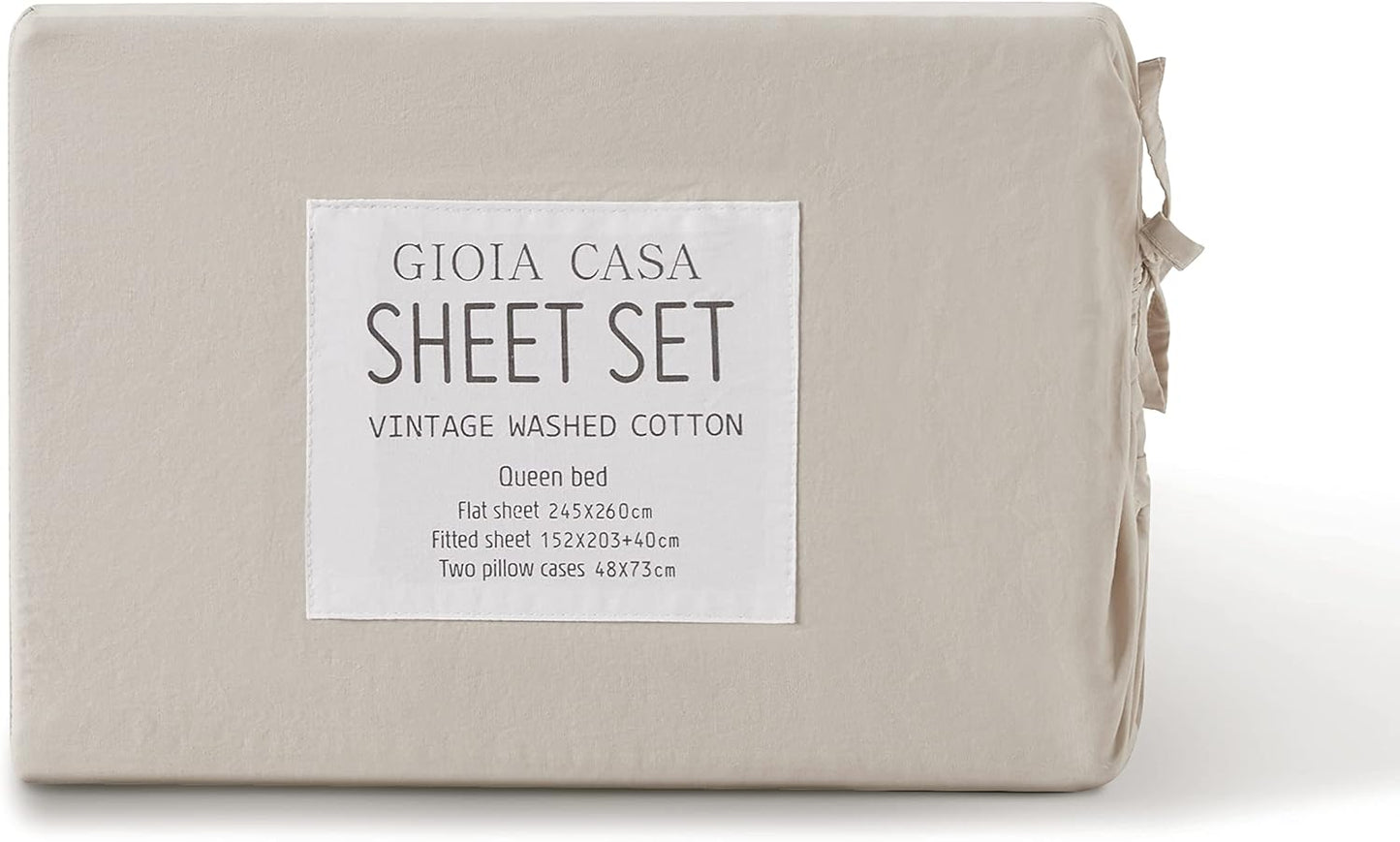 Vintage Washed 100% Cotton Sheet Set with 1 Pillowcase - Natural - Single