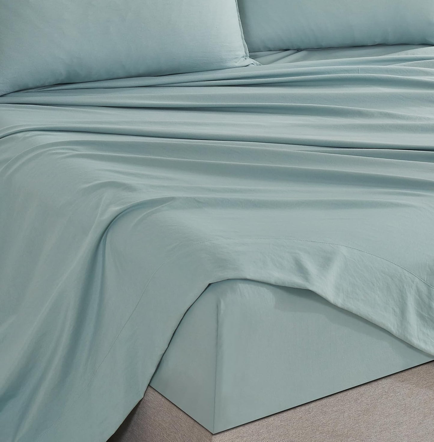 Vintage Washed Microfibre Sheet Set with 1 Pillowcase - Seafoam - Single