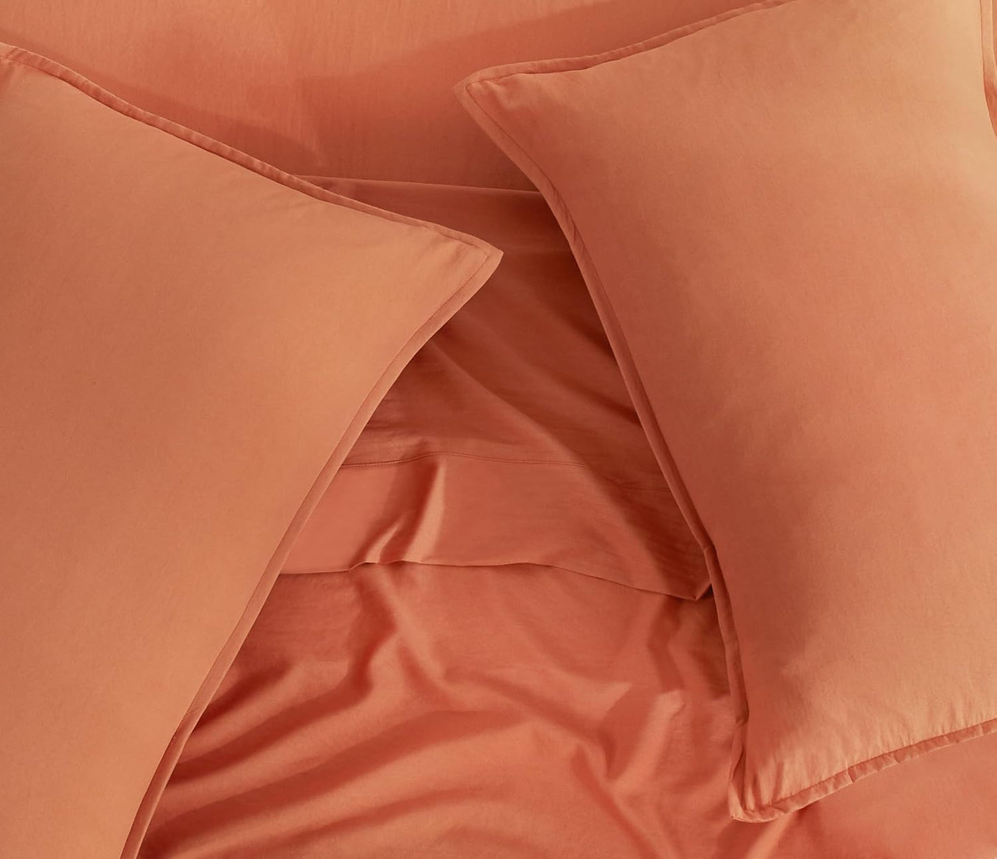 Vintage Washed Microfiber Sheet Set with 1 Pillowcase - Terracotta - Single