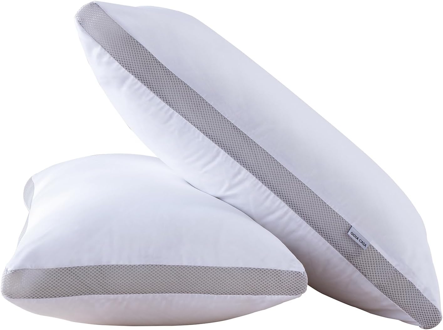 Bamboo Cooling Pillows Twin Pack Luxury Plush Down-Like Microfibre Ultra Soft, Comfy & Breathable Standard