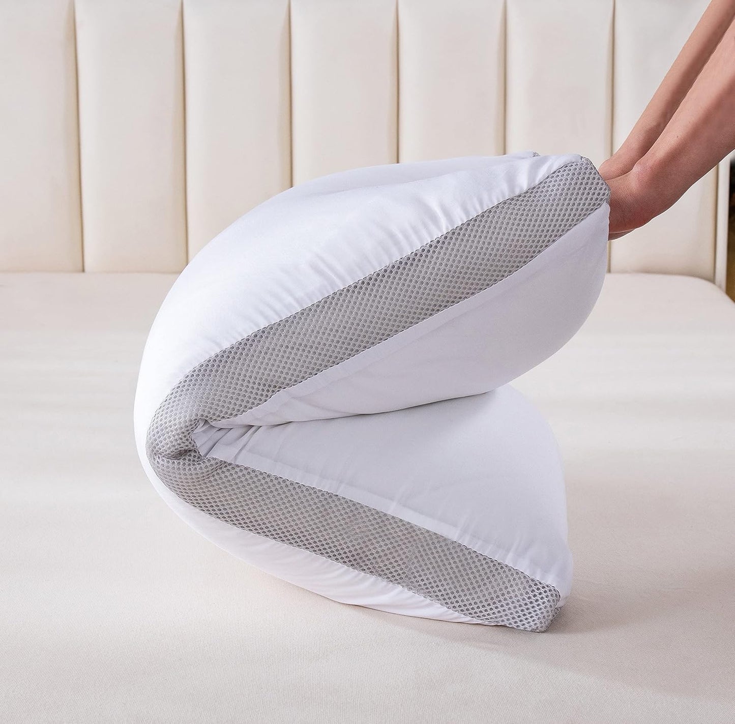 Bamboo Cooling Pillows Twin Pack Luxury Plush Down-Like Microfibre Ultra Soft, Comfy & Breathable Standard