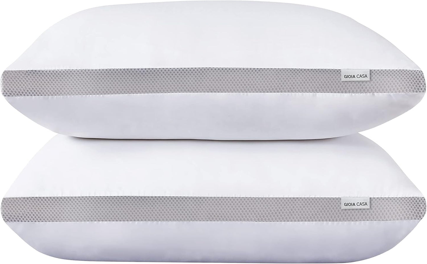 Bamboo Cooling Pillows Twin Pack Luxury Plush Down-Like Microfibre Ultra Soft, Comfy & Breathable Standard