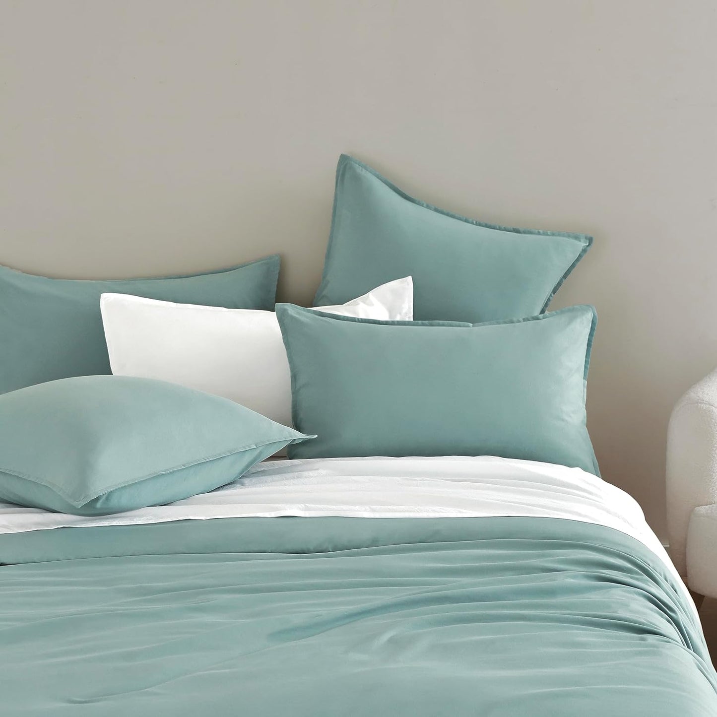 Vintage Washed Microfibre Quilt Cover Set (3Pcs) - Seafoam - Double Size