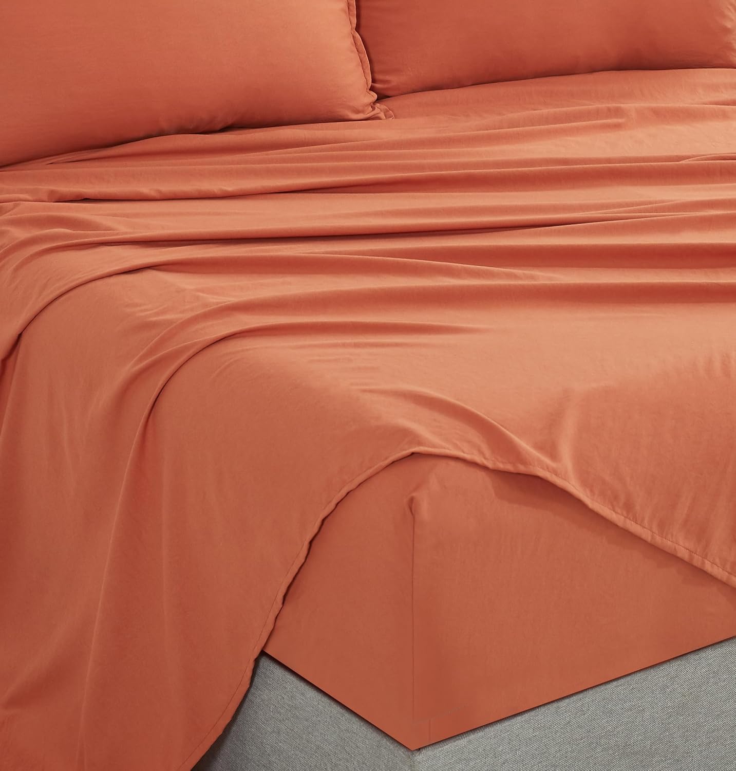 Vintage Washed Microfibre Sheet Set with 2 Pillowcases - Terracotta - Double