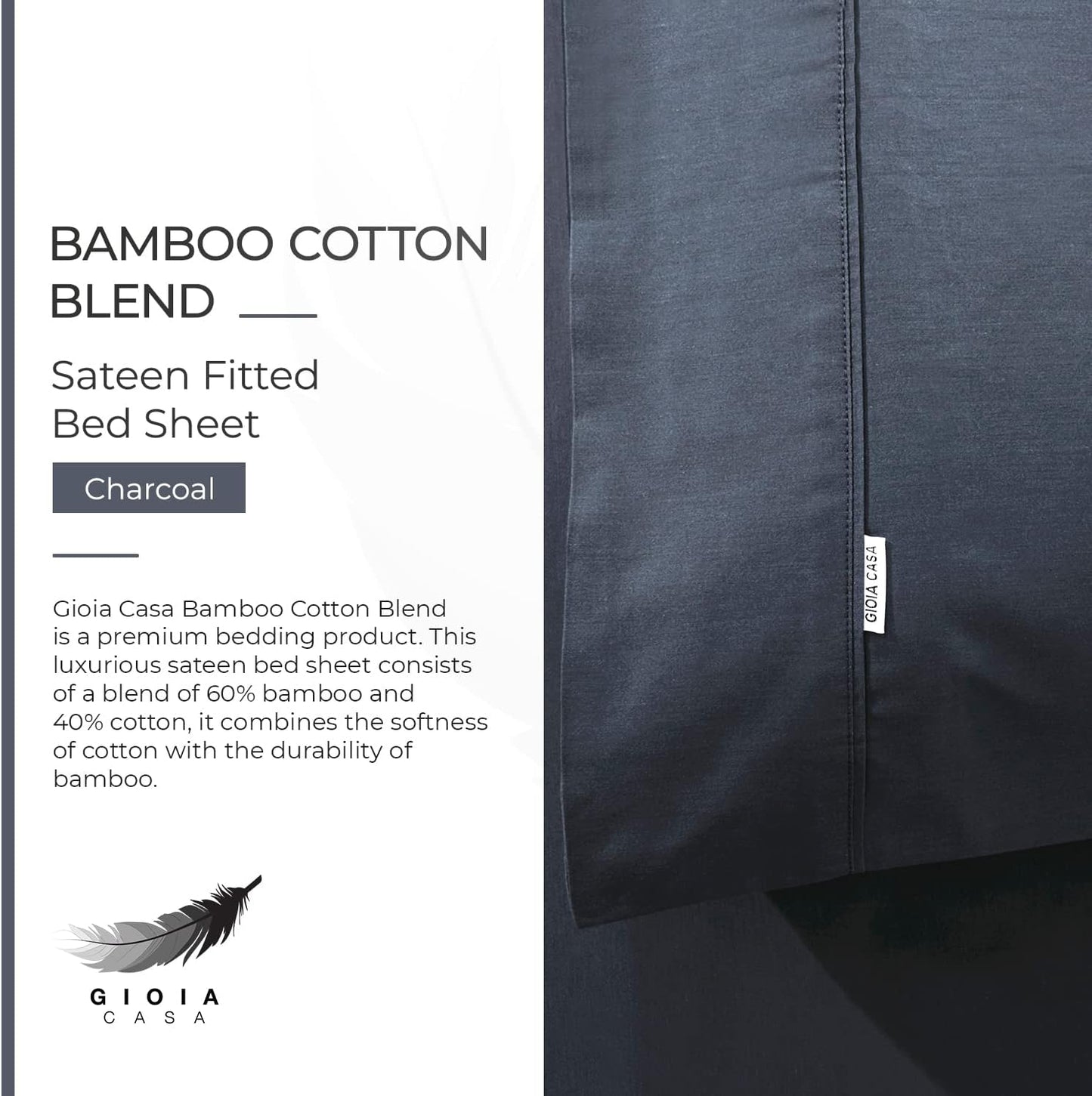 Bedding Set Bamboo Cotton Blend All Season - Charcoal - Queen