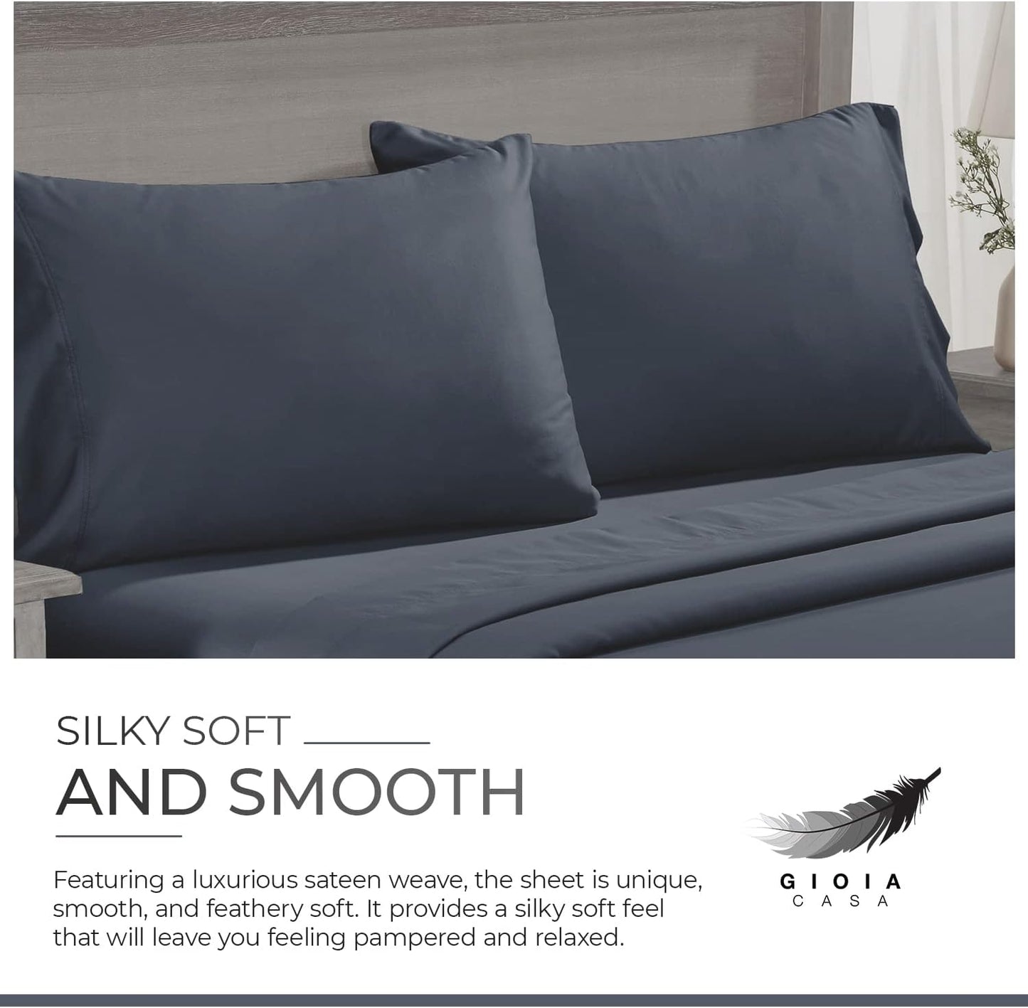 Bedding Set Bamboo Cotton Blend All Season - Charcoal - Queen