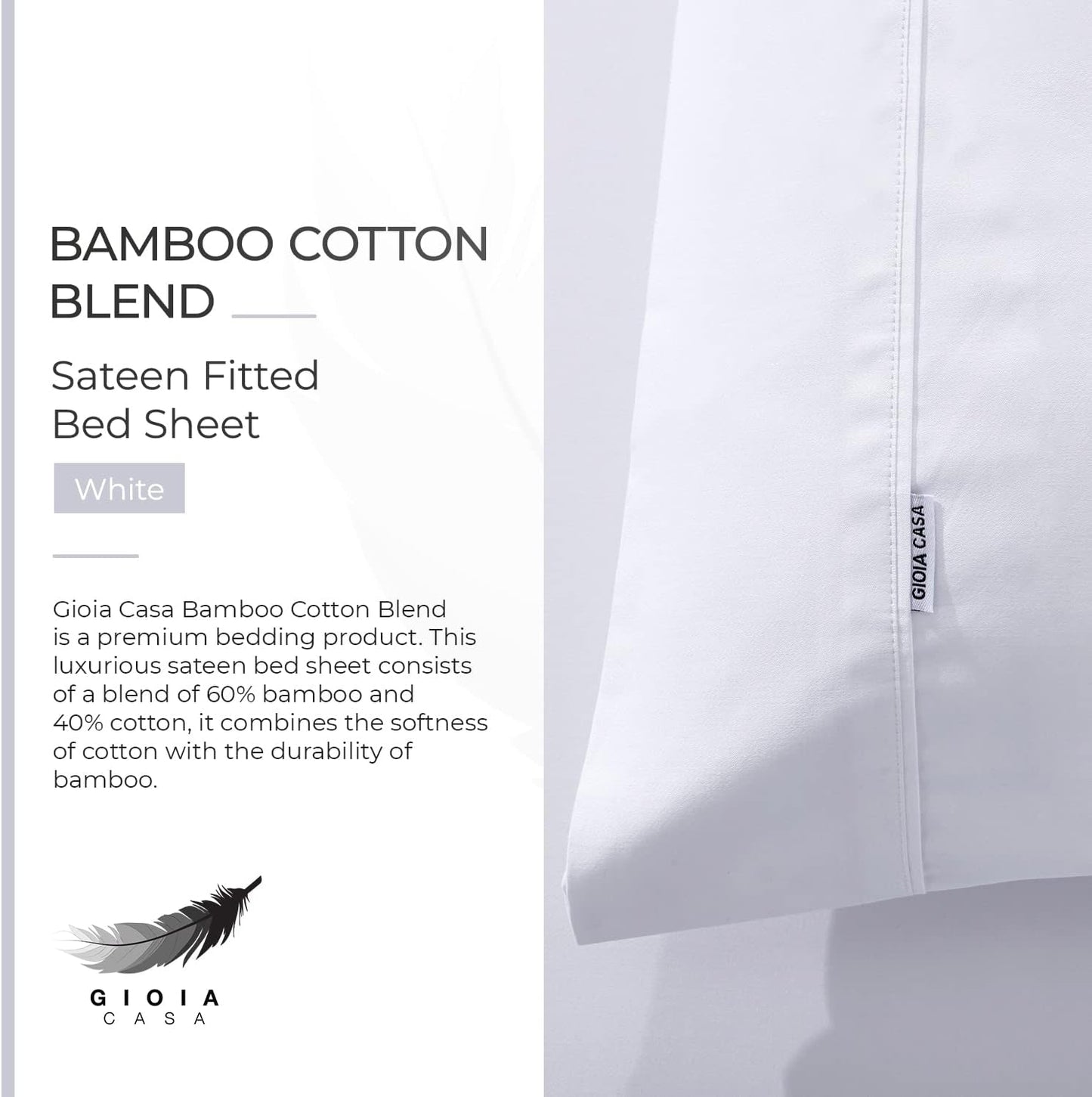 Bedding Set Bamboo Cotton Blend All Season - White - Queen