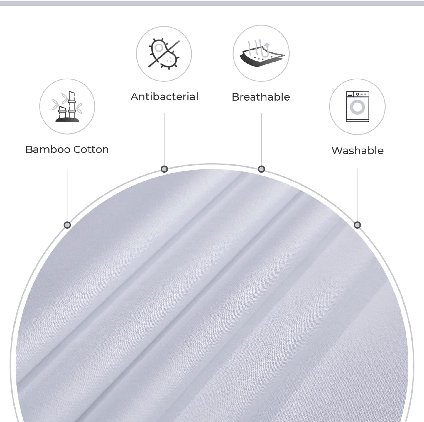 Bedding Set Bamboo Cotton Blend All Season - White - Queen