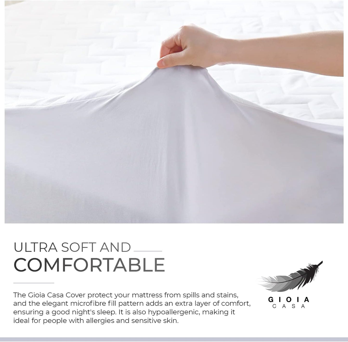 100% Ultra-Soft Cotton Quilted Anti-Microbial Mattress Cover Protector - King Size