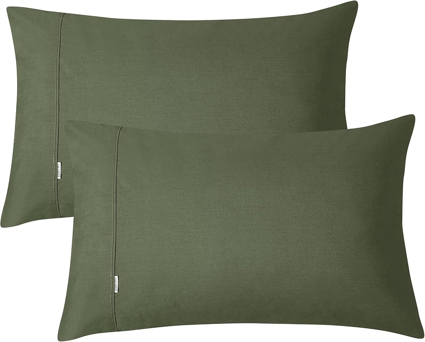 Vintage Washed 100% Cotton Sheet Set with 2 Pillowcases - Khaki Green - King