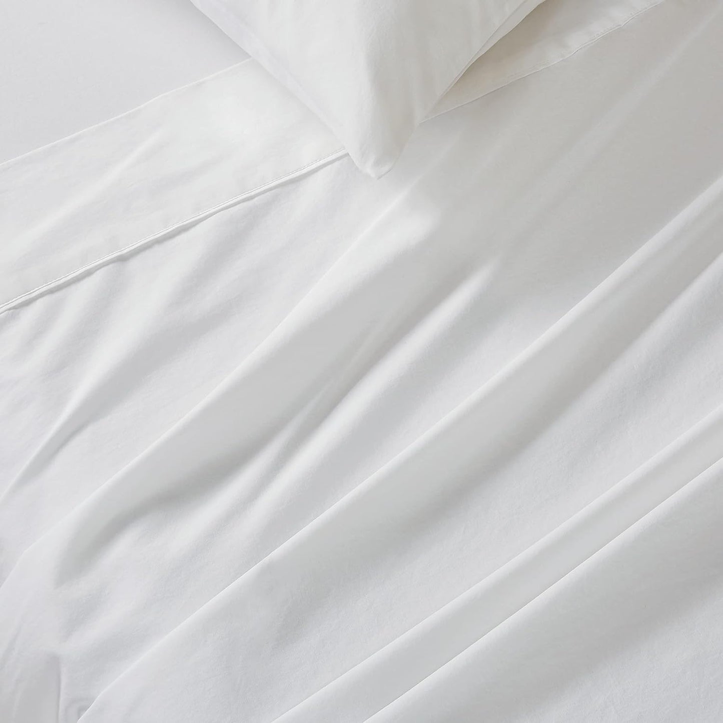 Vintage Washed 100% Cotton Sheet Set with 2 Pillowcases - White - King