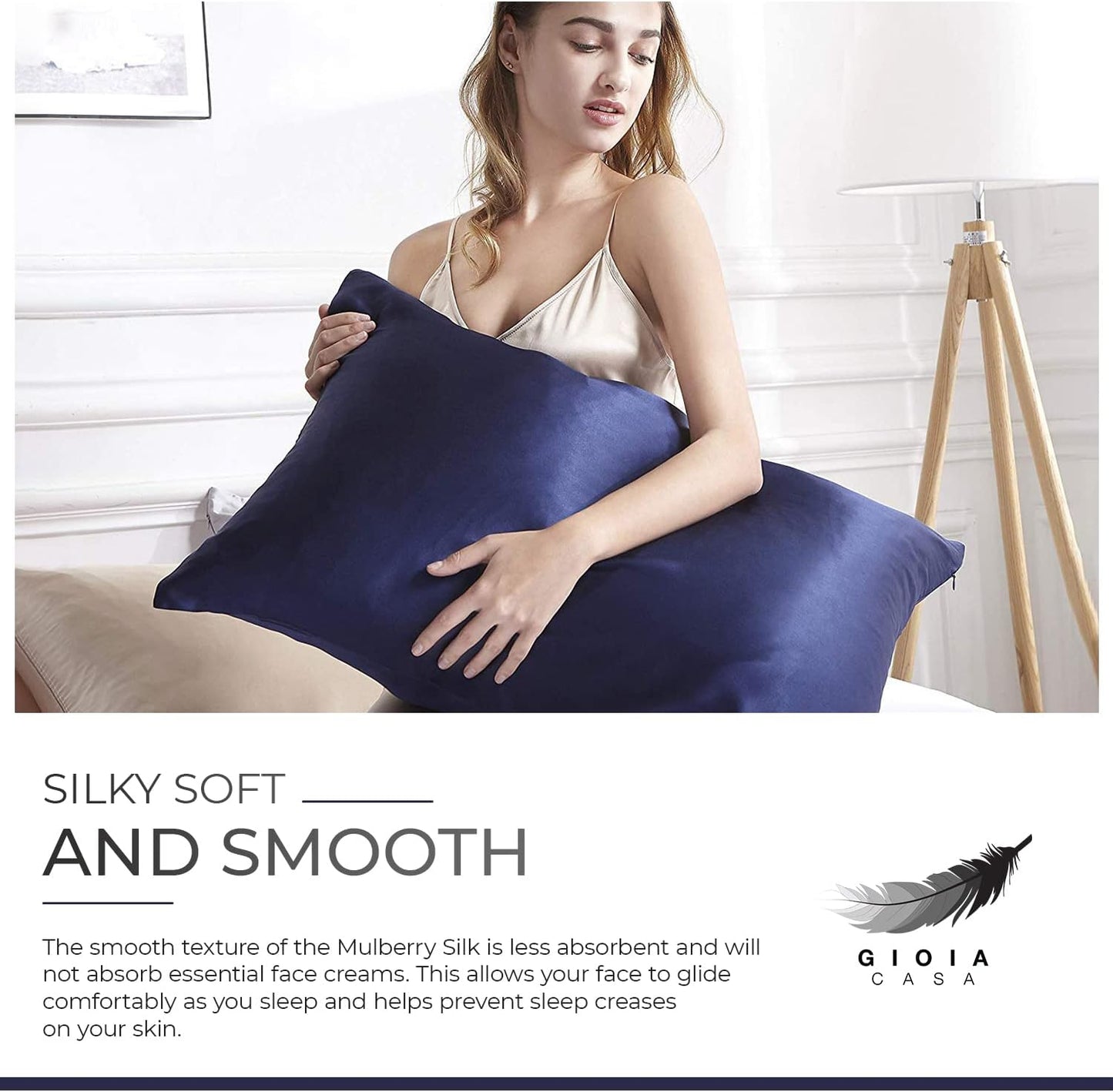 Luxury Pillowcase 100% Pure Mulberry Silk on Both Sides - Navy