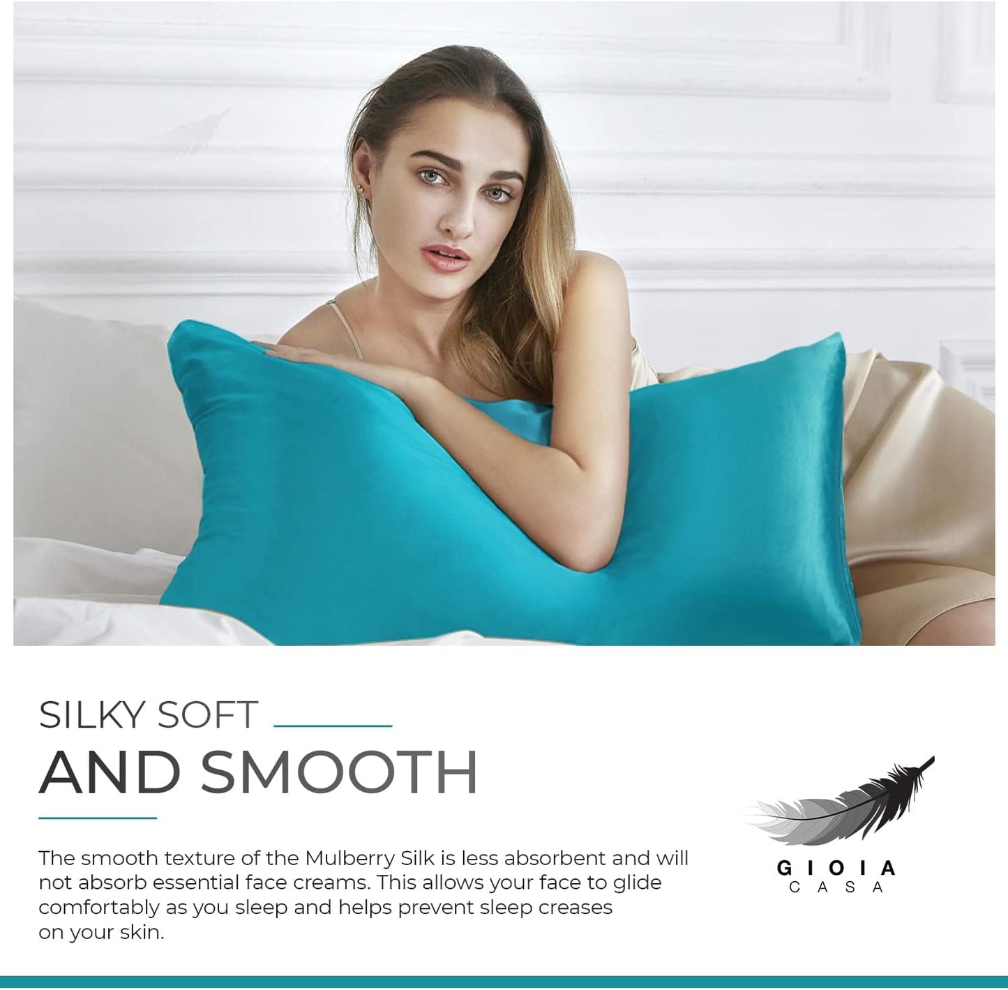 Luxury Pillowcase 100% Pure Mulberry Silk on Both Sides - Teal