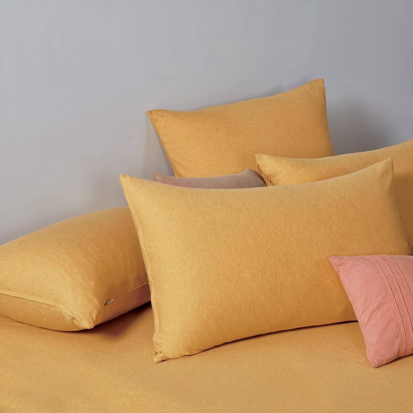 Jersey Cotton Quilt Cover Set 100% - Yellow - Super King