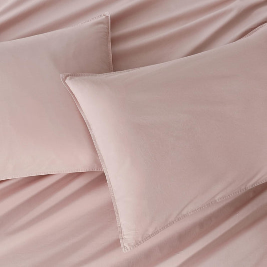 Vintage Washed 100% Cotton Standard Pillowcase - Luxurious Standard Pillow Cover - Pink - 2 Pcs