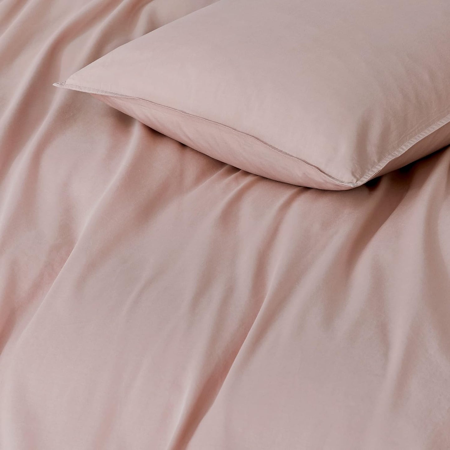 Pillowcase Set of 2 Vintage Washed 100% Cotton Luxurious Standard - Pink