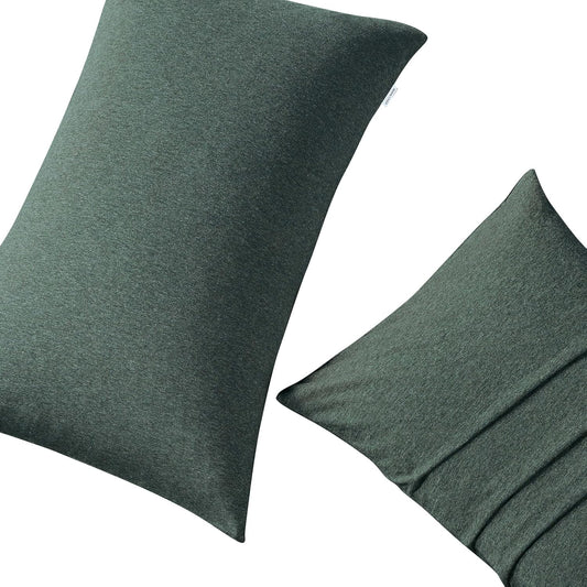 Set of 2 100% Jersey Cotton Soft Breathable Stretchy Standard Pillowcase - Forest Green