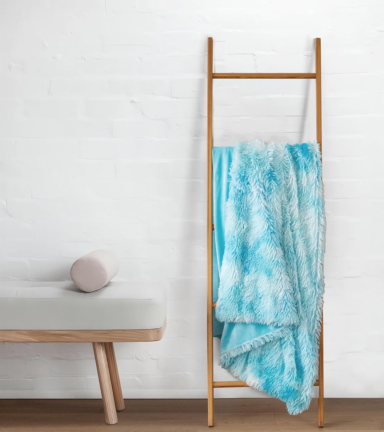 Throw Blanket Double Sided Faux Fur Shaggy - Blue