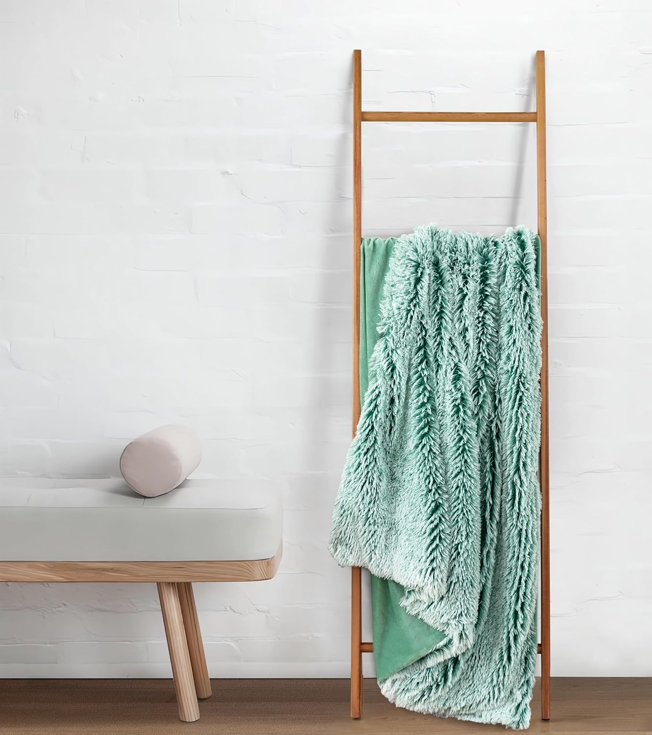 Double Sided Faux Fur Shaggy Throw Blanket - Emerald