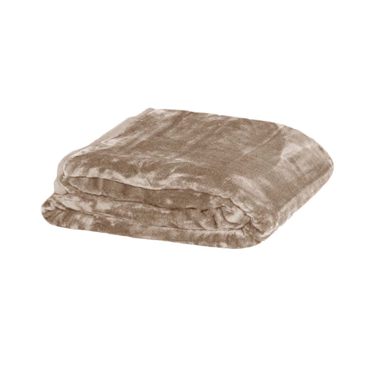 Blanket Faux Mink Soft Plain Latte Queen