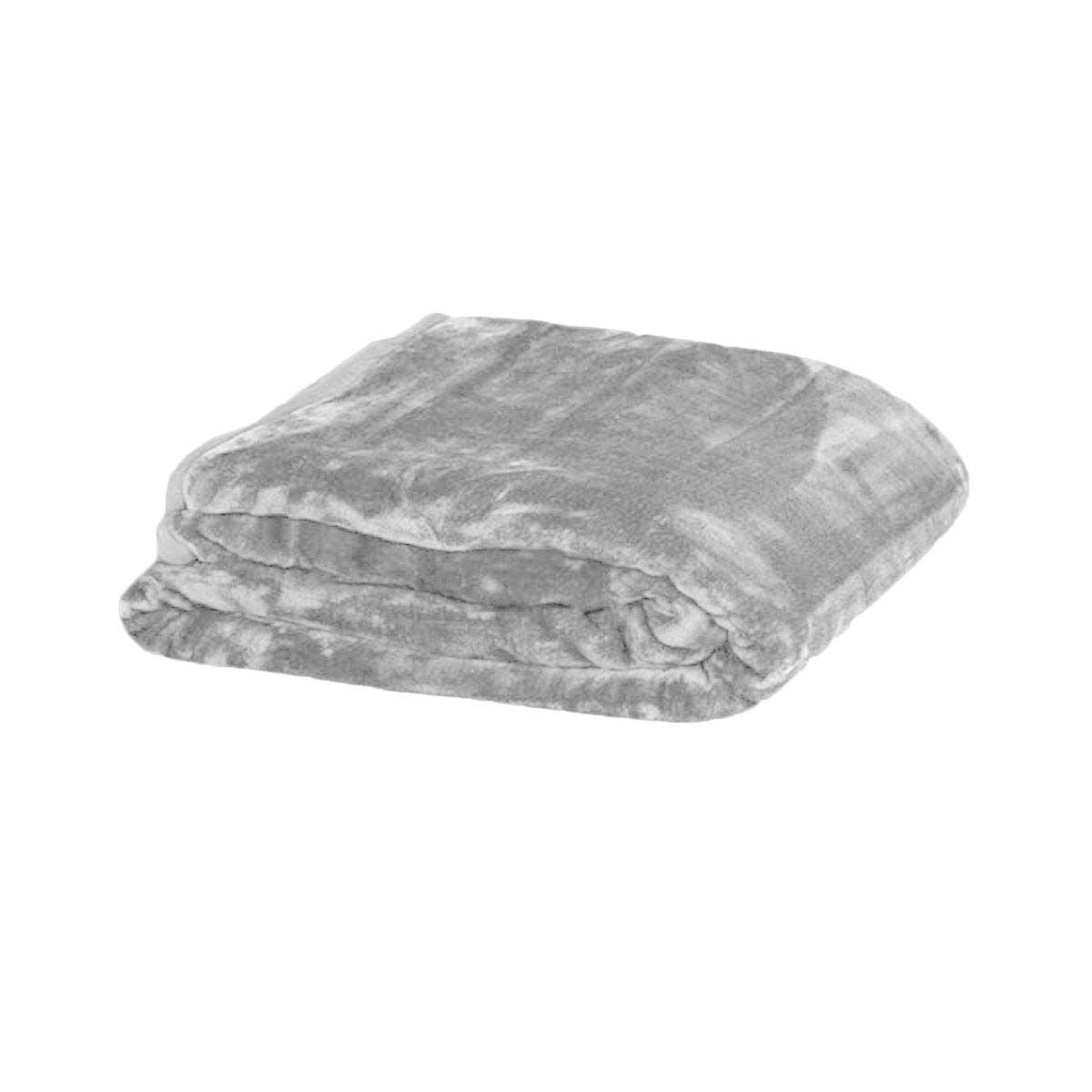 Blanket Faux Mink Soft Plain Silver Queen