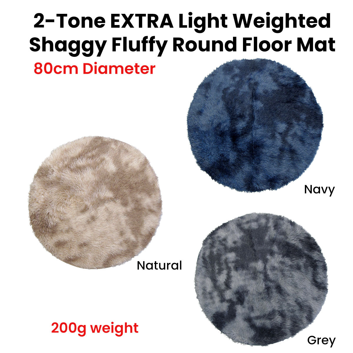 2-Toned Extra Light Weighted Shaggy Floor Mat Grey