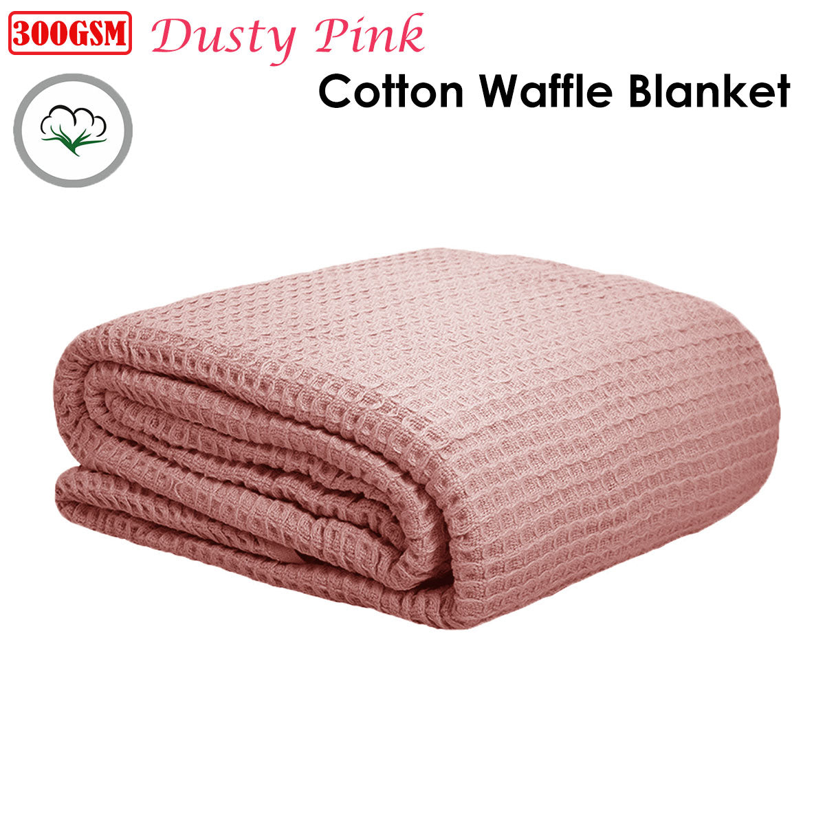 Cotton Waffle Blanket Dusty Pink King