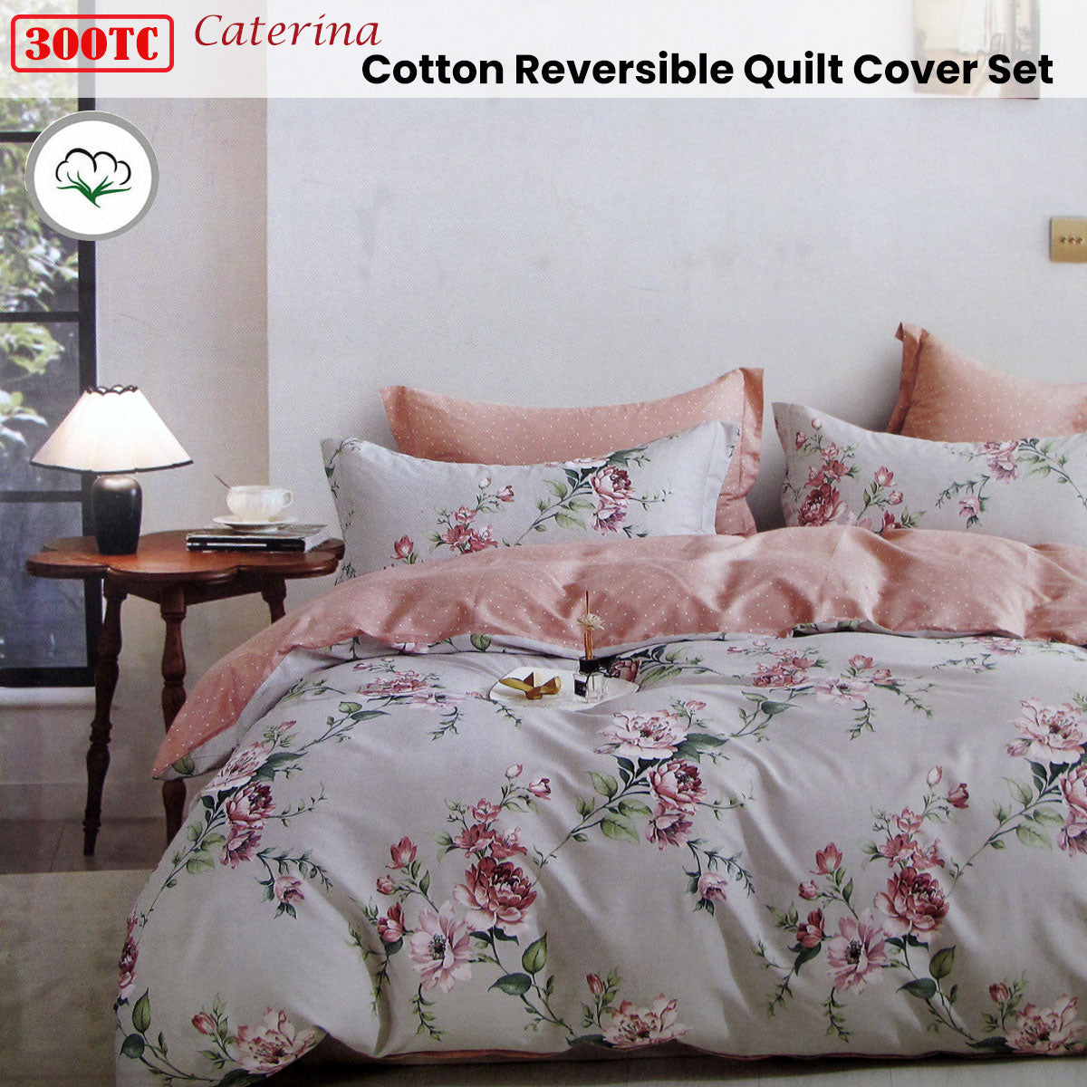 Quilt Cover Set 300TC Caterina Reversible Cotton - King