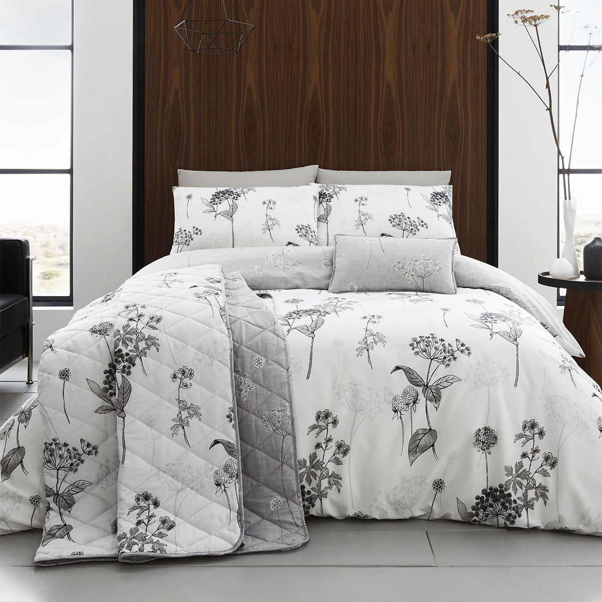 Grey Quilt Cover Set Queen - Coverley