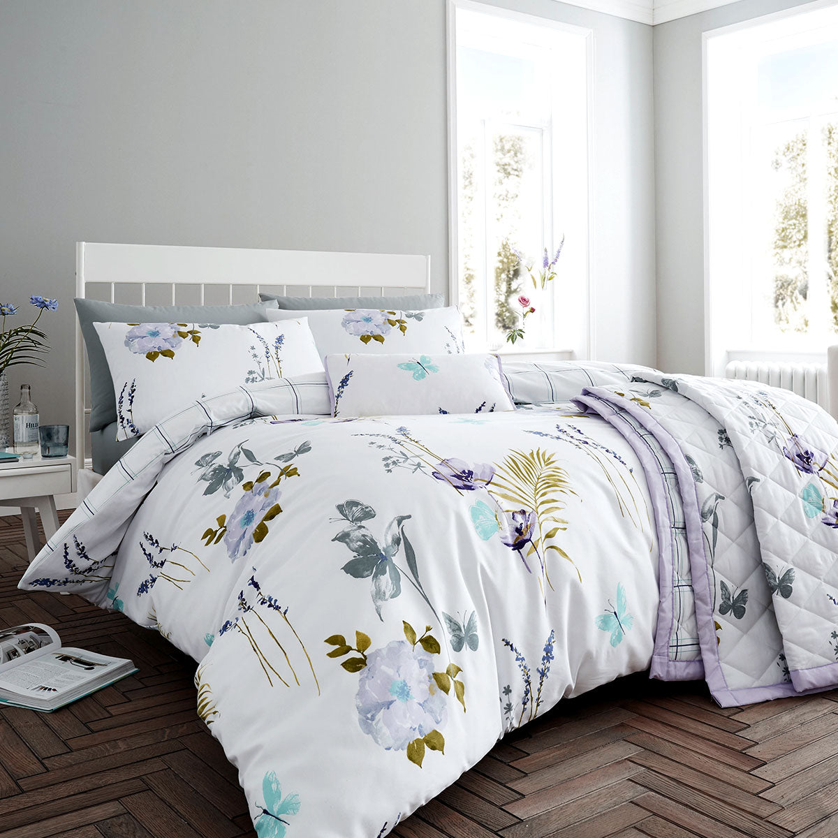 Flora Lilac Quilt Cover Set Super King - Artex